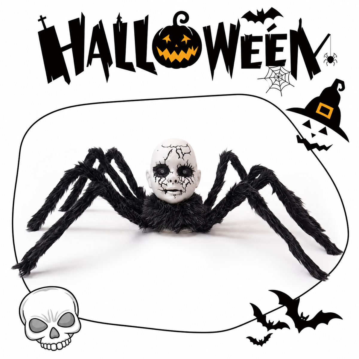 Araignée Animée Halloween 60 cm – Yeux LED & Effets Sonores