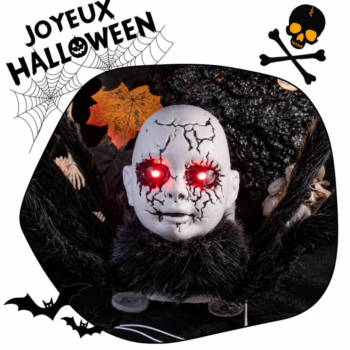 Araignée Animée Halloween 60 cm – Yeux LED & Effets Sonores