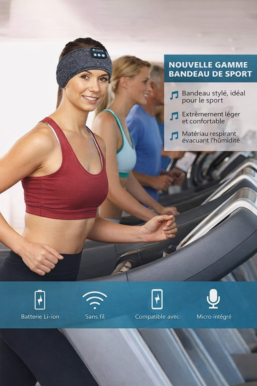 Bandeau élastique Bluetooth 5.0 avec Écouteurs intégrés – sommeil & sport
