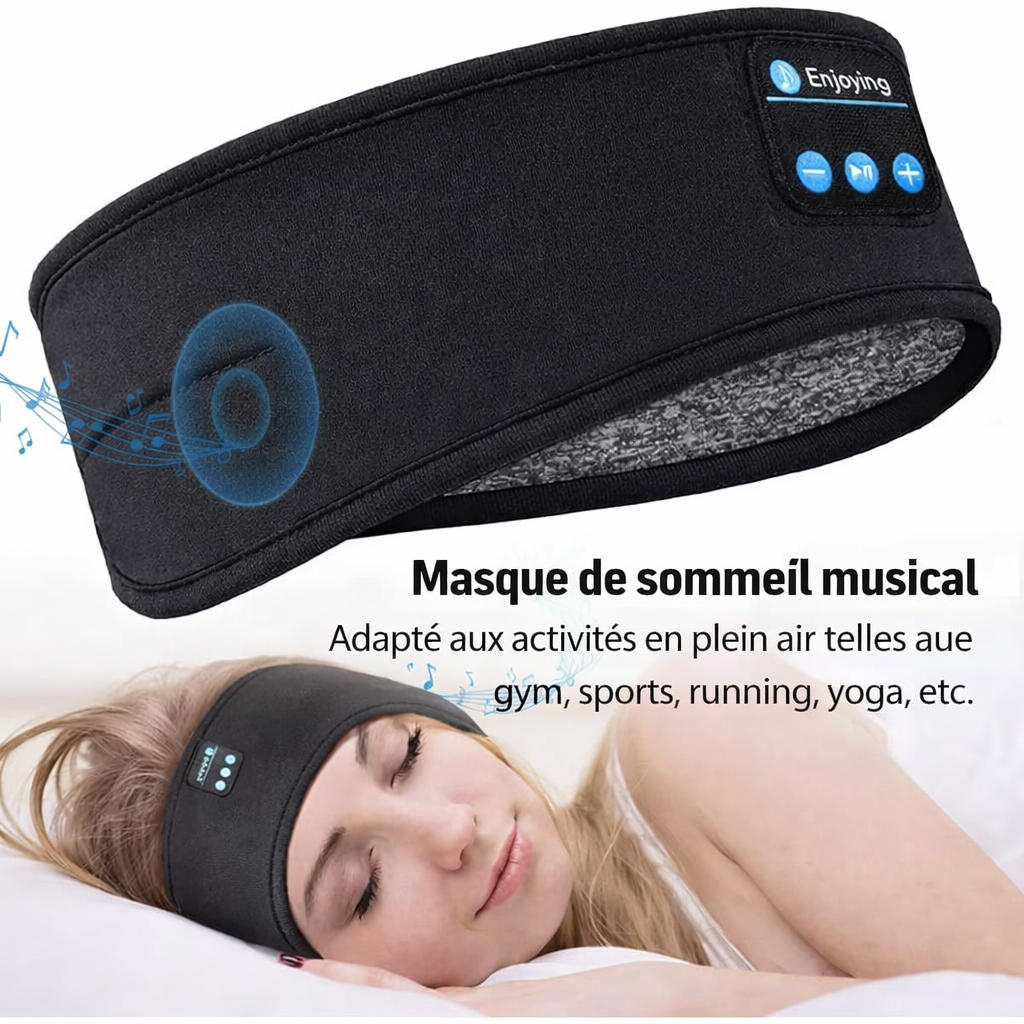 Bandeau élastique Bluetooth 5.0 avec Écouteurs intégrés – sommeil & sport