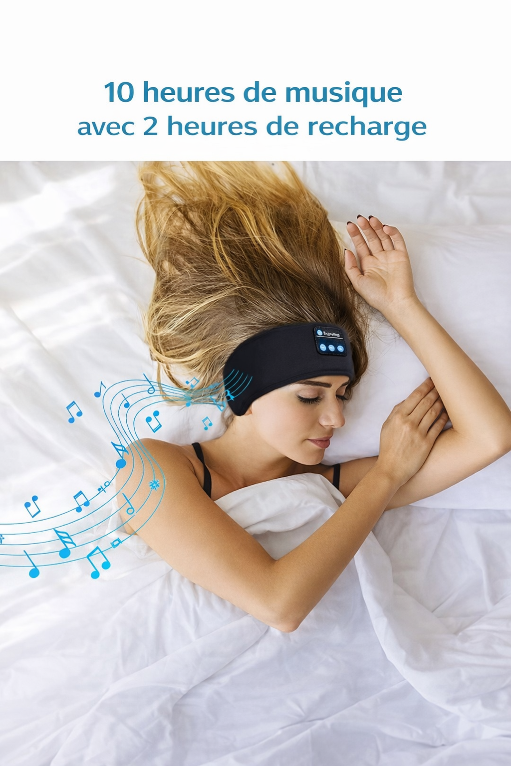 Bandeau élastique Bluetooth 5.0 avec Écouteurs intégrés – sommeil & sport