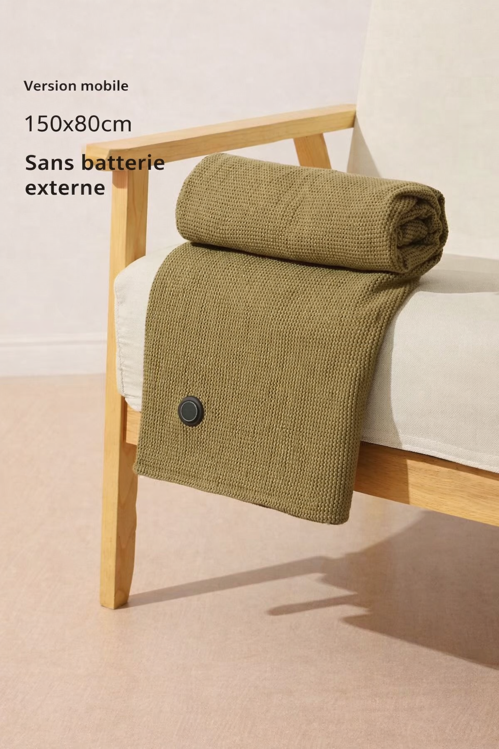 Couverture chauffante USB portable, 3 niveaux de chaleur, lavable, réglable