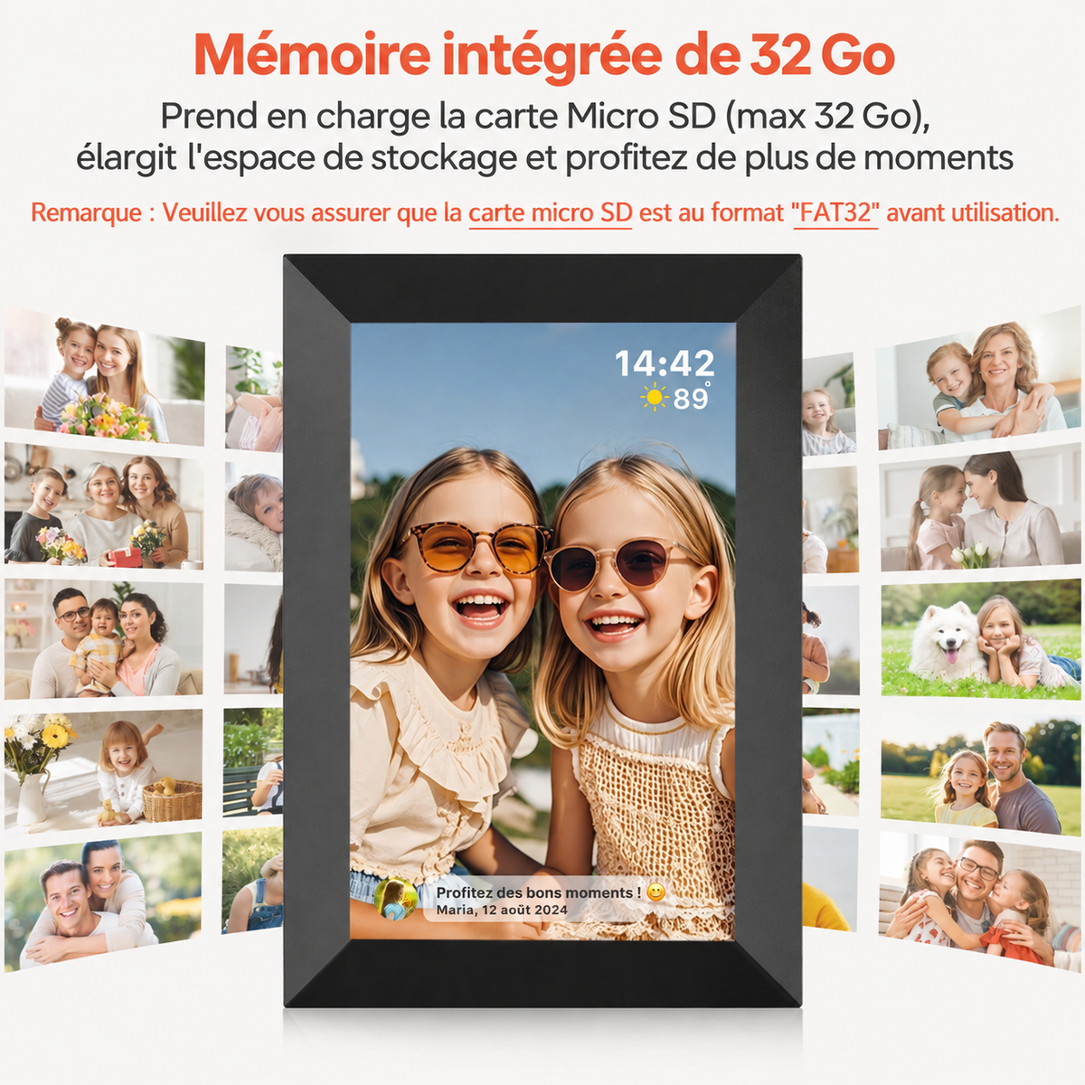 Cadre Photo Numérique Wi-Fi 10,1" Écran Tactile HD IPS – Partagez Vos Souvenirs en Direct