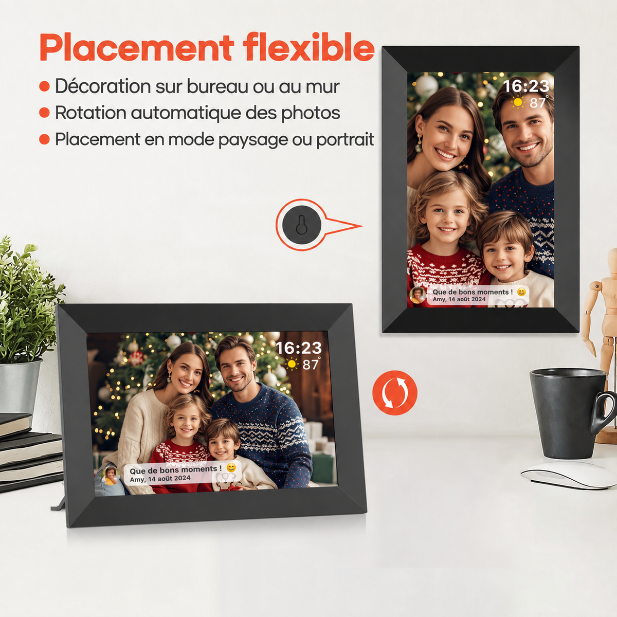 Cadre Photo Numérique Wi-Fi 10,1" Écran Tactile HD IPS – Partagez Vos Souvenirs en Direct