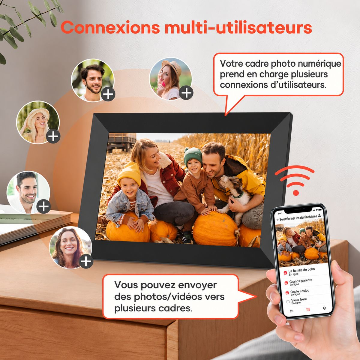Cadre Photo Numérique Wi-Fi 10,1" Écran Tactile HD IPS – Partagez Vos Souvenirs en Direct