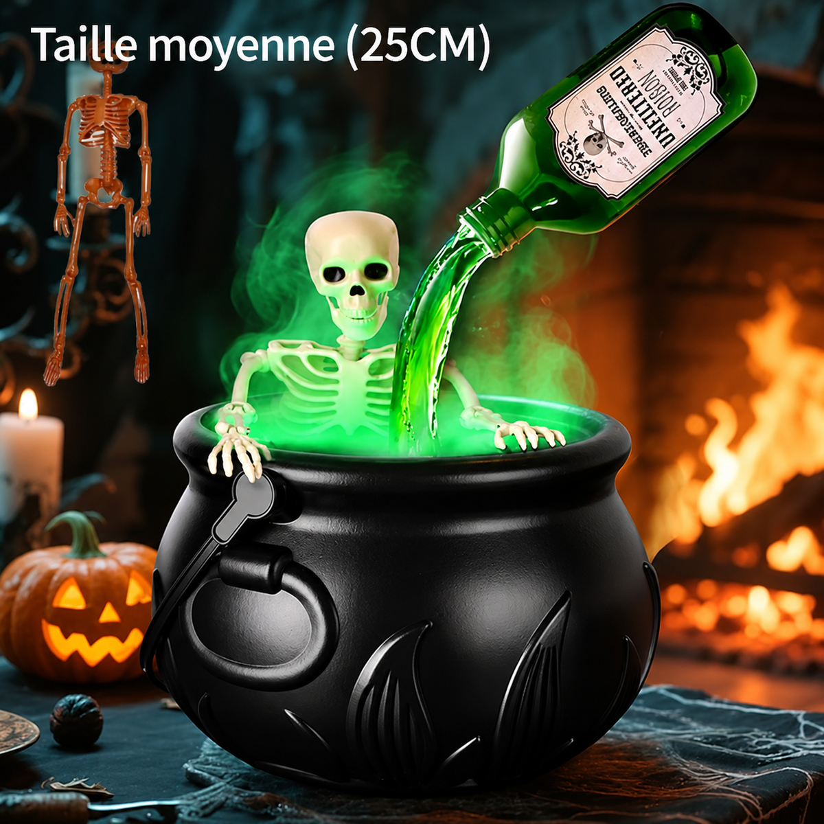 Chaudron Halloween LED avec Effet Brume â Avec ou Sans Squelette