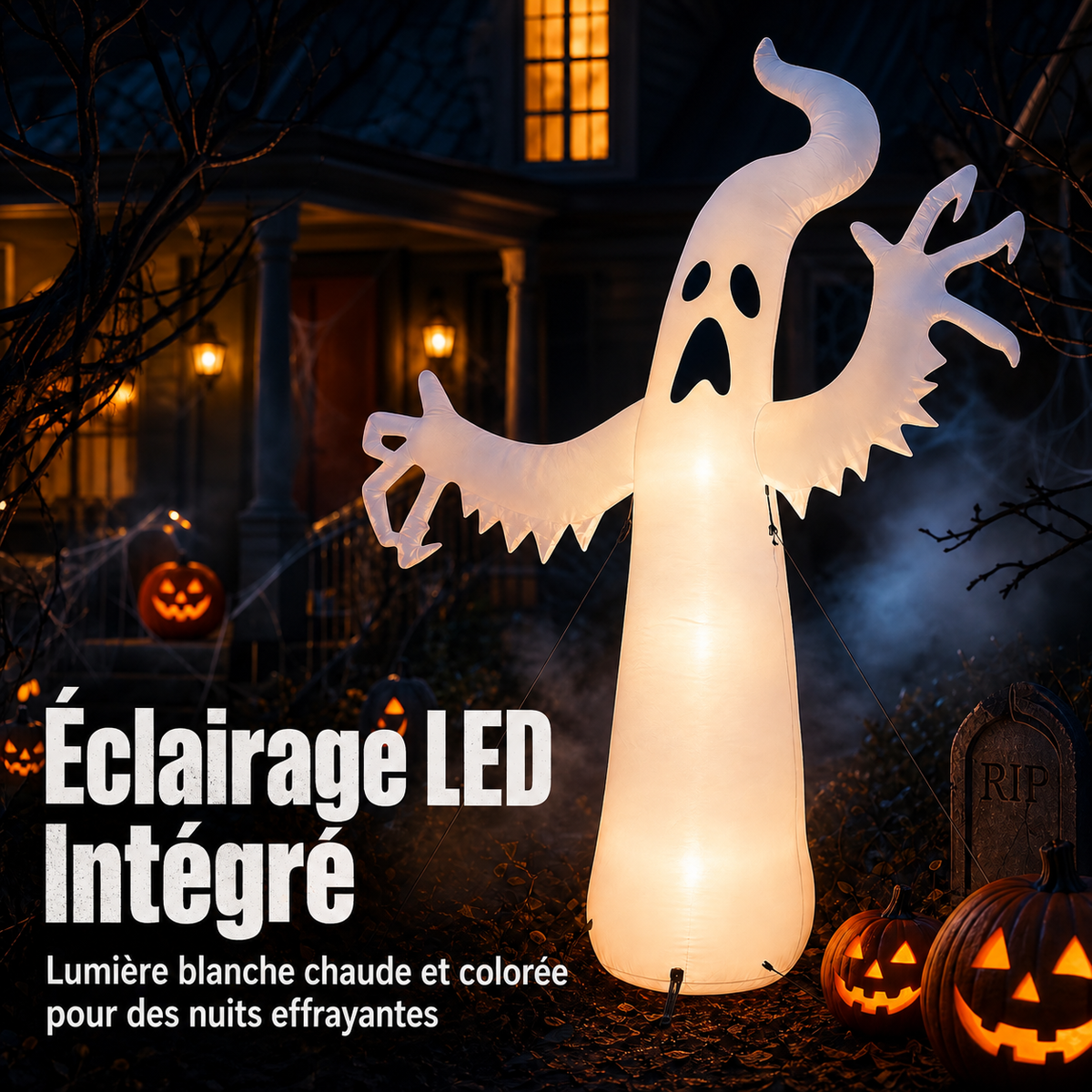 Fantôme Gonflable LED d’Halloween – Décoration Extérieure