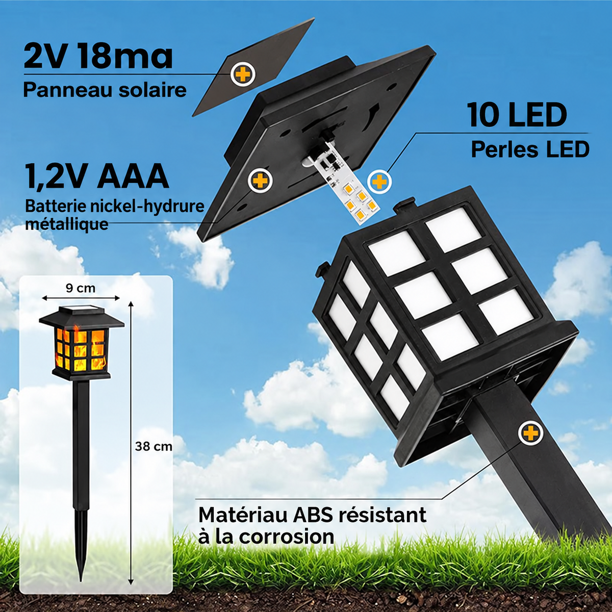 Lampes Solaires Effet Flamme LED - Halloween