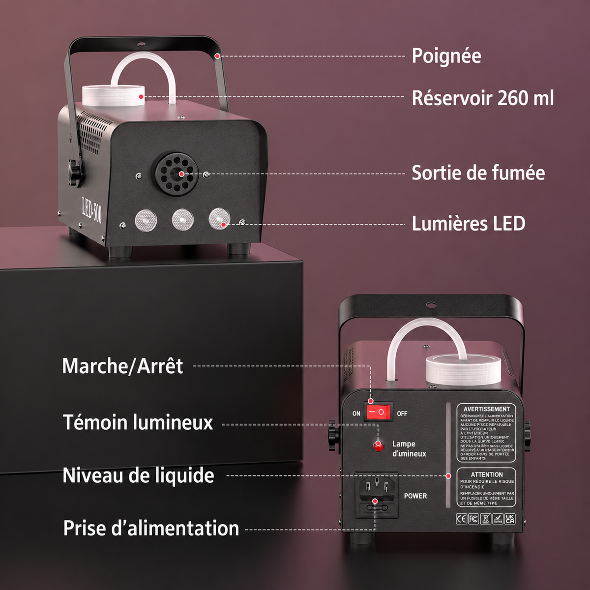 Machine à Fumée RGB 500 W avec Télécommande – Effet LED
