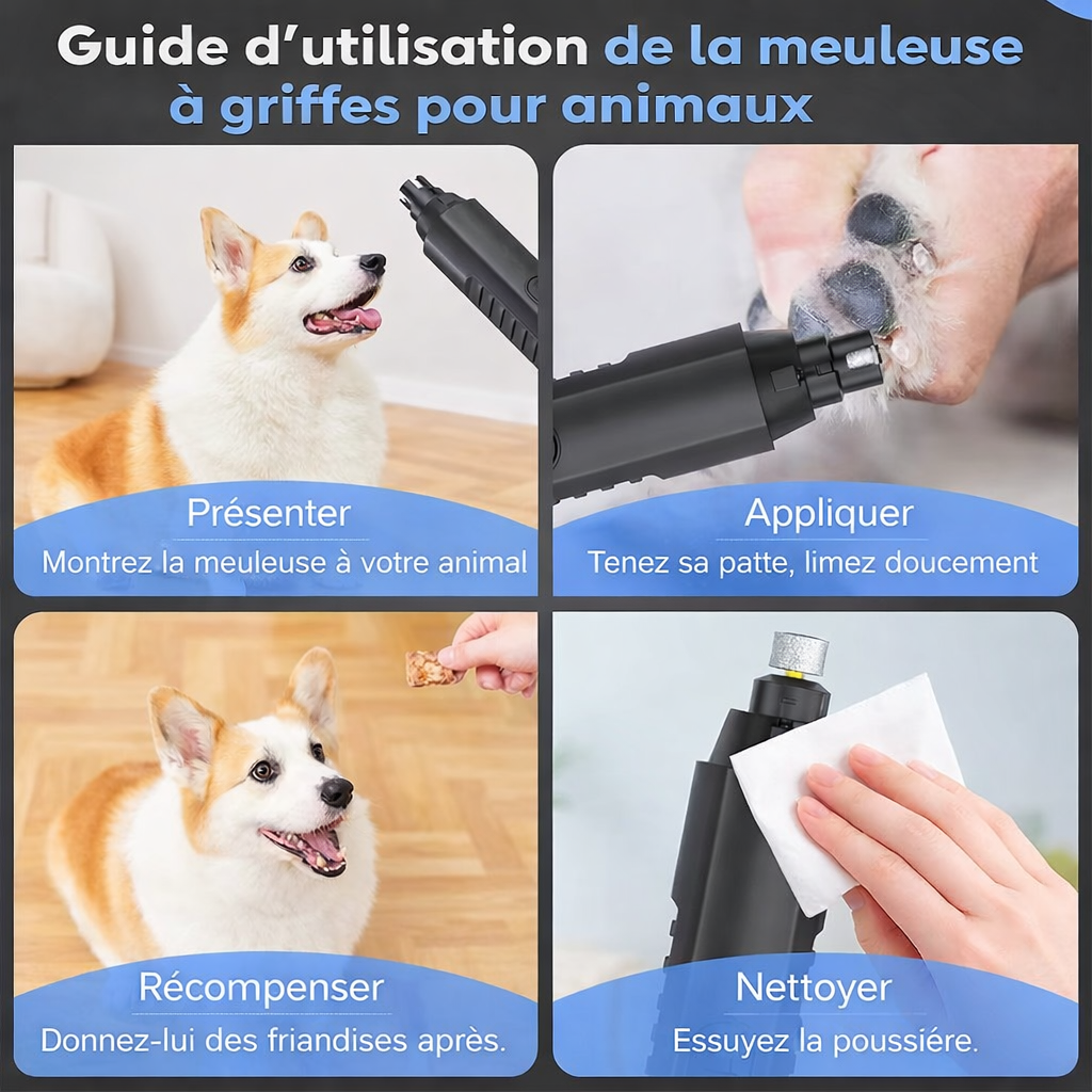 Broyeur à ongles électrique pour chien & chat – Silencieux, USB