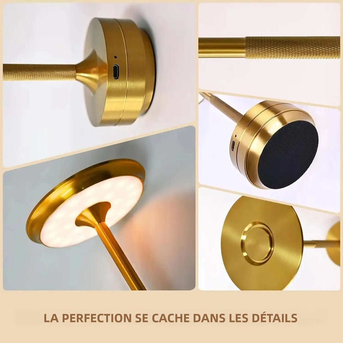 Lampe de Table Rechargeable Sans Fil – LED Tactile & Intensité Réglable
