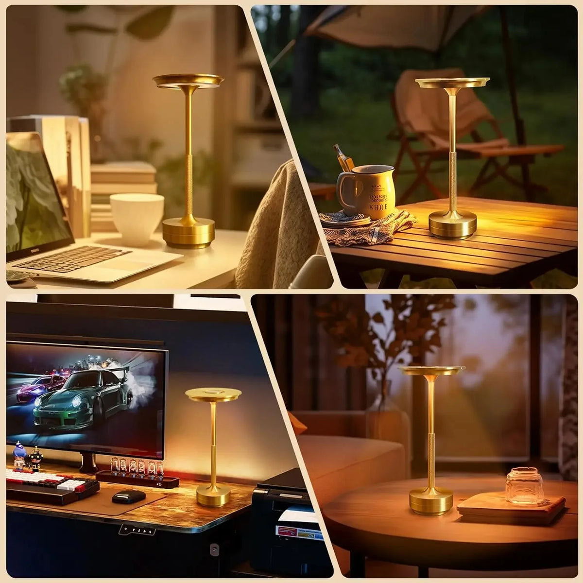 Lampe de Table Rechargeable Sans Fil – LED Tactile & Intensité Réglable
