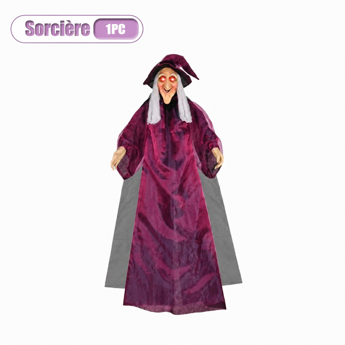 Sorcière Suspendue Animée Halloween – LED, Son & Capteur