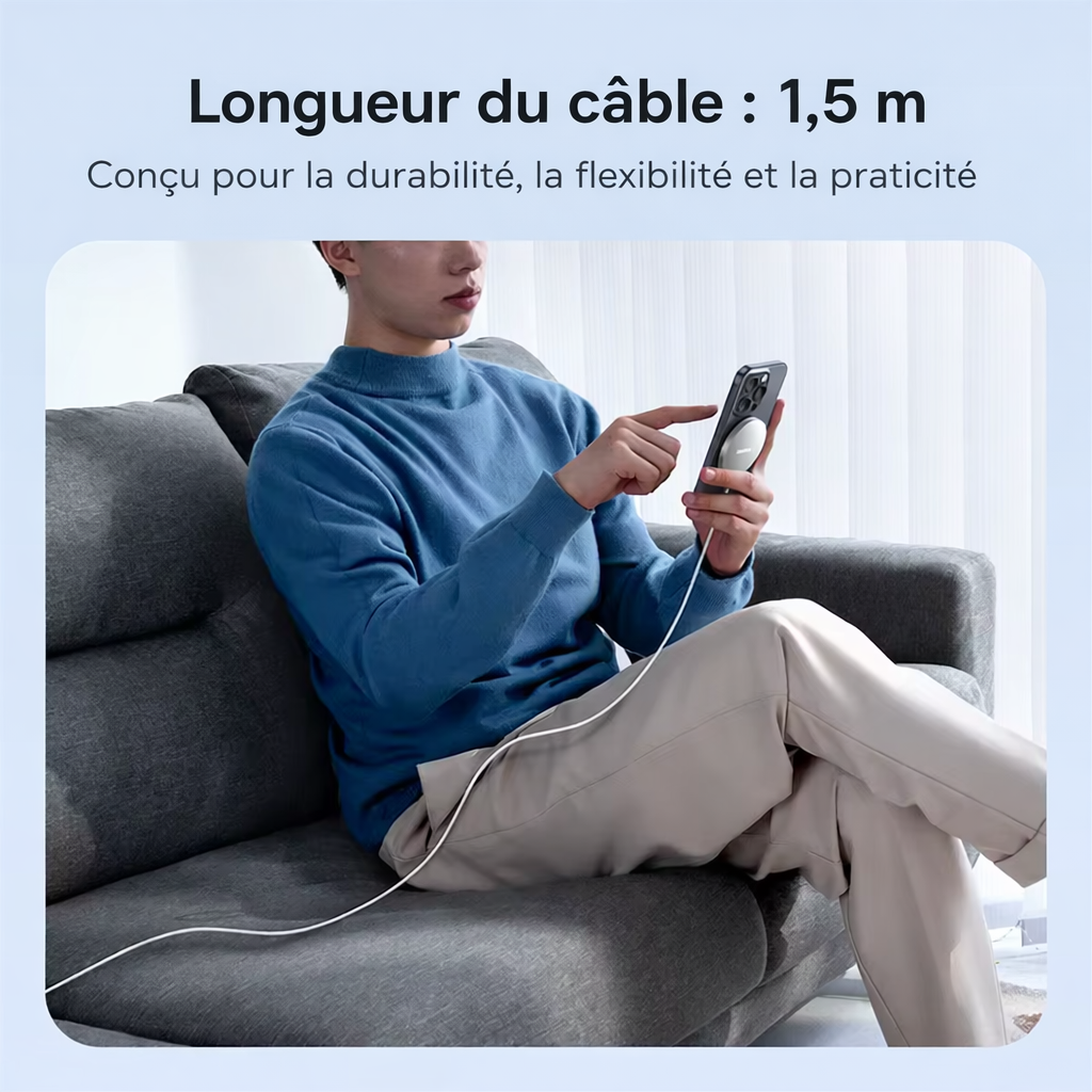 Baseus Qi2 15W – Chargeur sans fil magnétique Ultra rapide pour iPhone