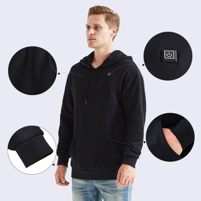 Sweat à capuche chauffant USB pour l'hiver et rester au chaud en plein air