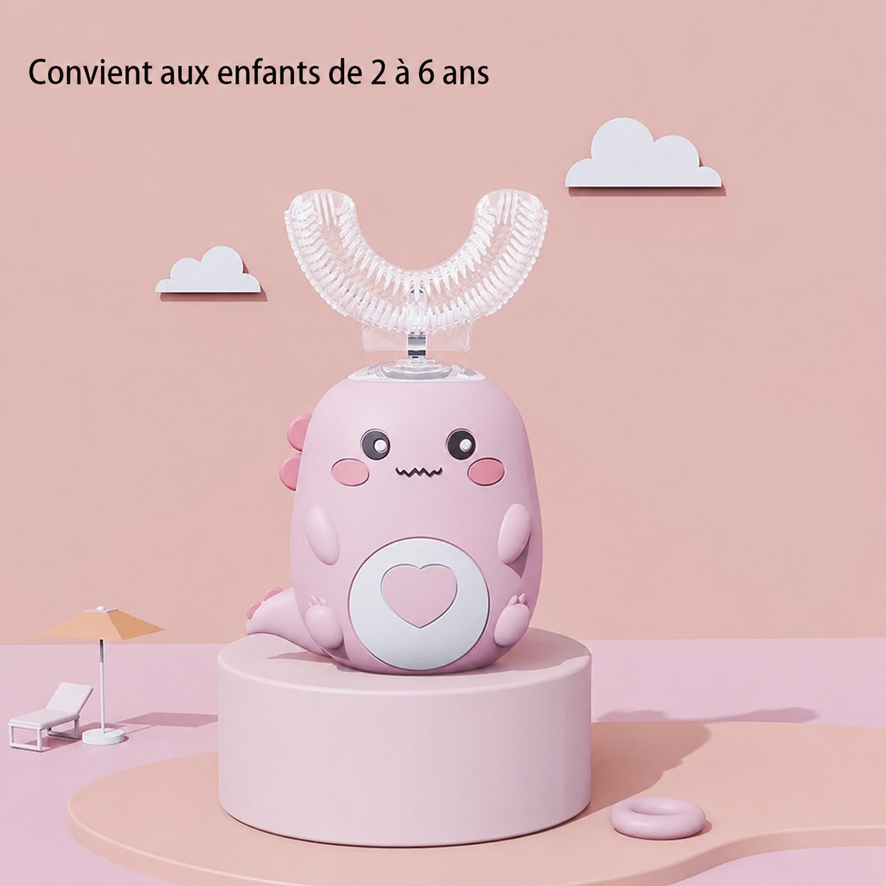 Brosse à dents électrique sonique 360° en U pour enfants