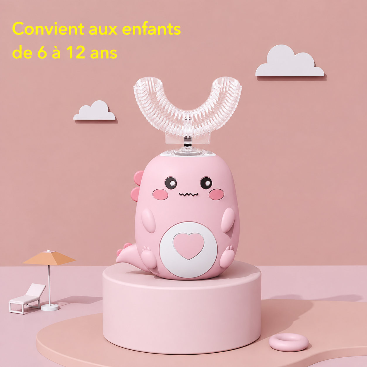 Brosse à dents électrique sonique 360° en U pour enfants