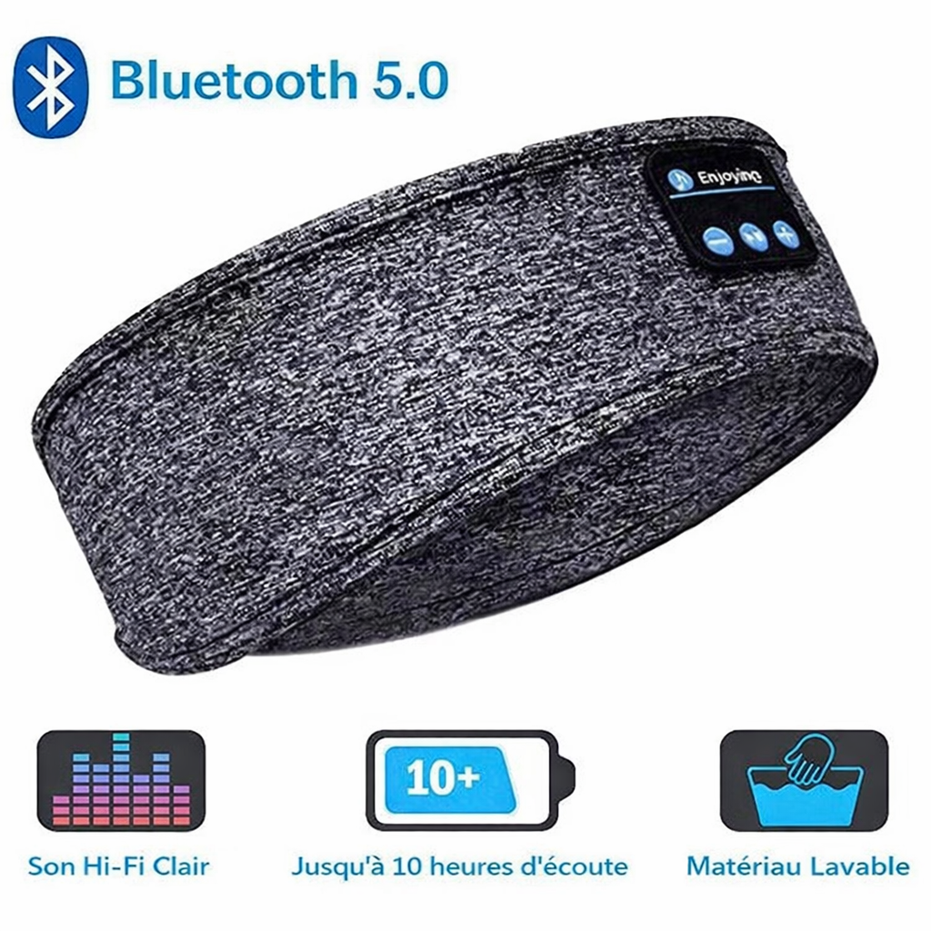 Bandeau élastique Bluetooth 5.0 avec Écouteurs intégrés  – sommeil & sport