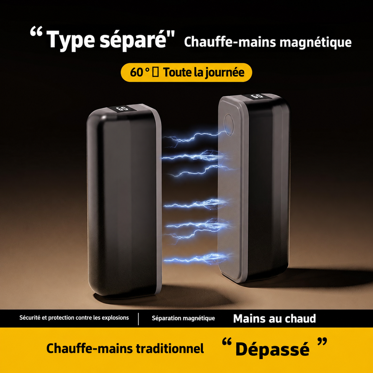 Chauffe-Mains Rechargeables Magnétiques 2-en-1