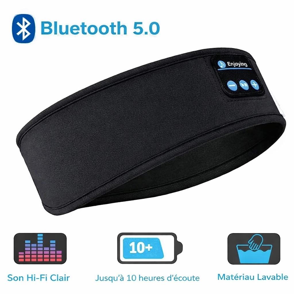 Bandeau élastique Bluetooth 5.0 avec Écouteurs intégrés  – sommeil & sport