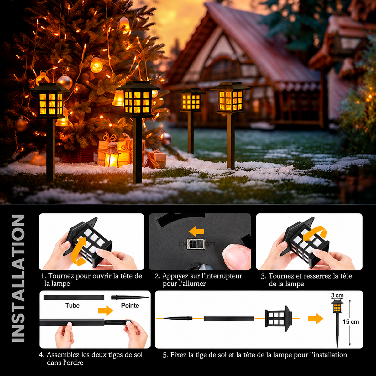 Lampes Solaires Effet Flamme LED - Halloween