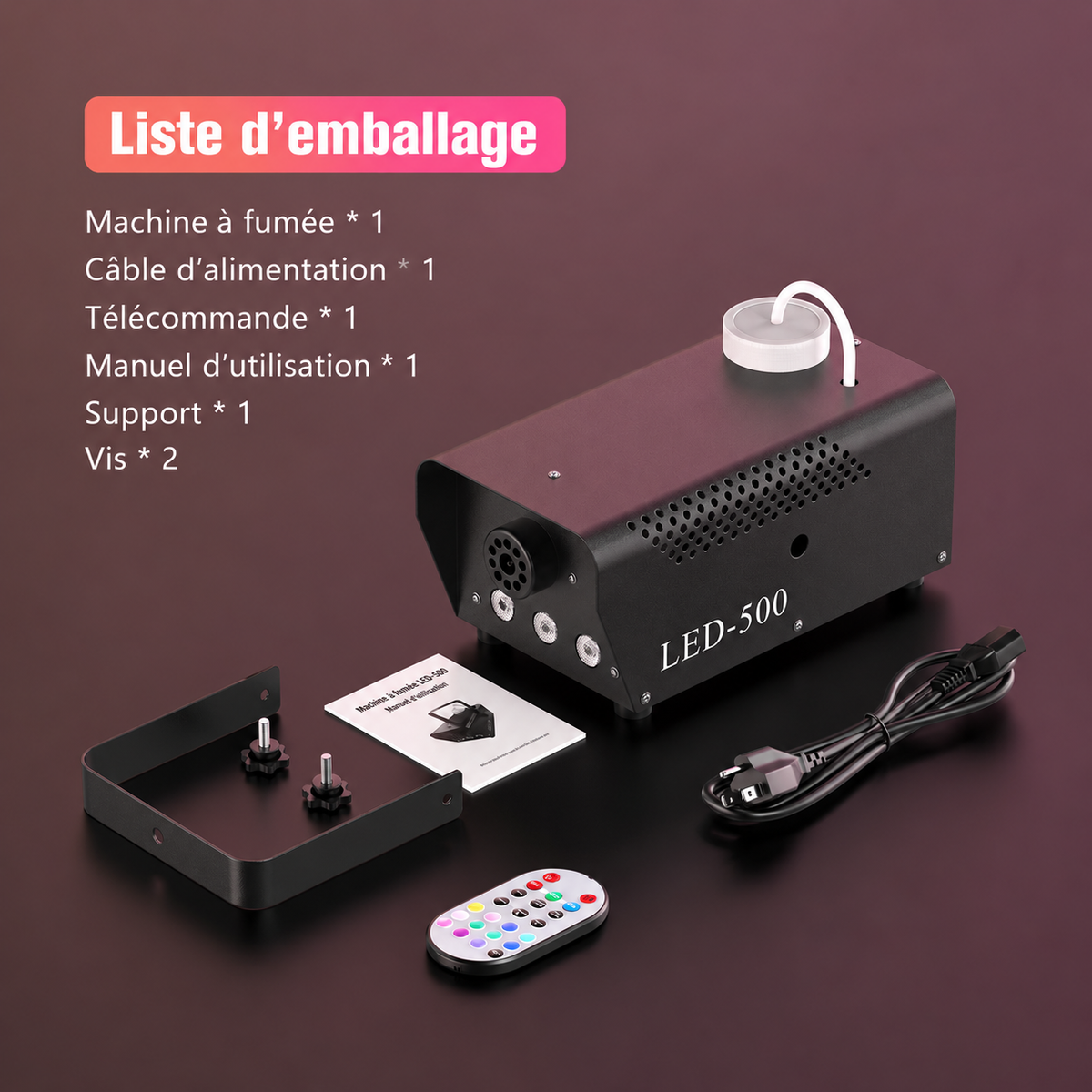 Machine à Fumée RGB 500 W avec Télécommande – Effet LED