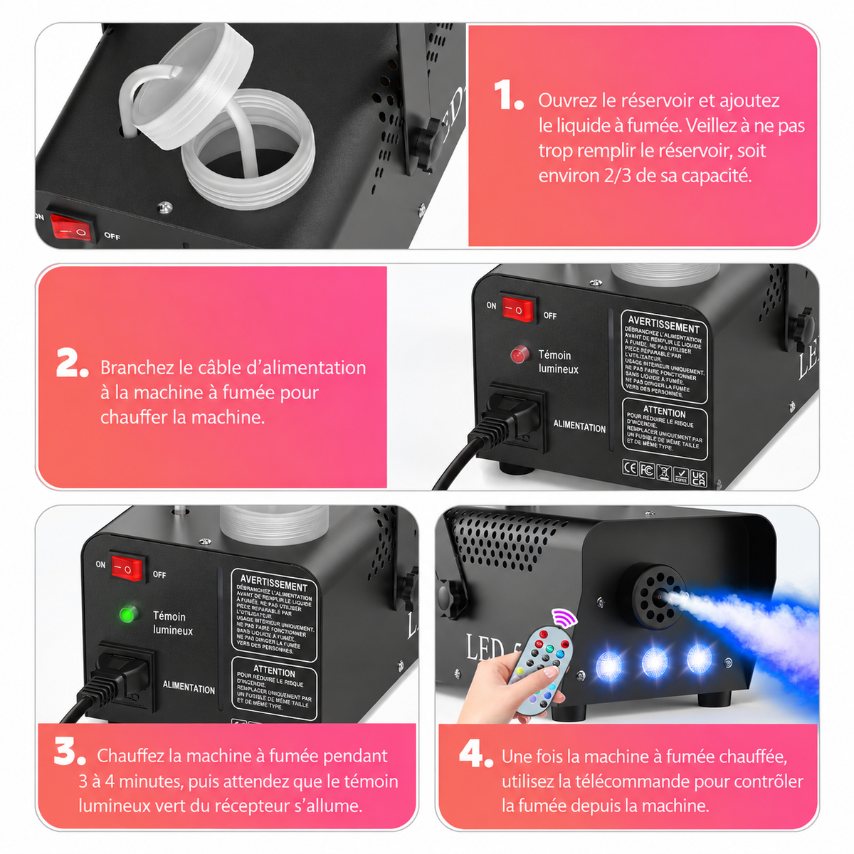 Machine à Fumée RGB 500 W avec Télécommande – Effet LED