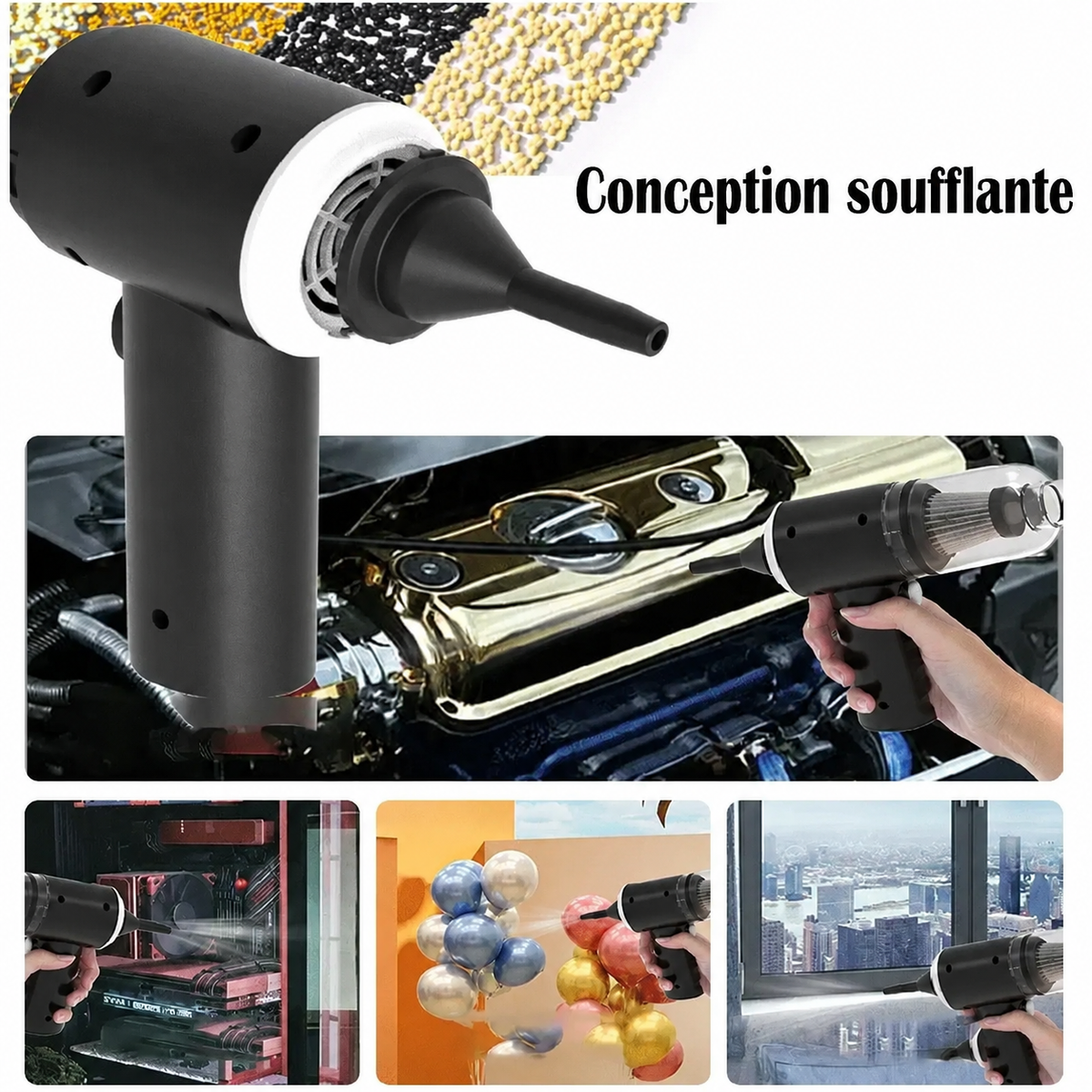 Mini Aspirateur Souffleur Sans Fil 2-en-1 – 9000 Pa, USB Rechargeable