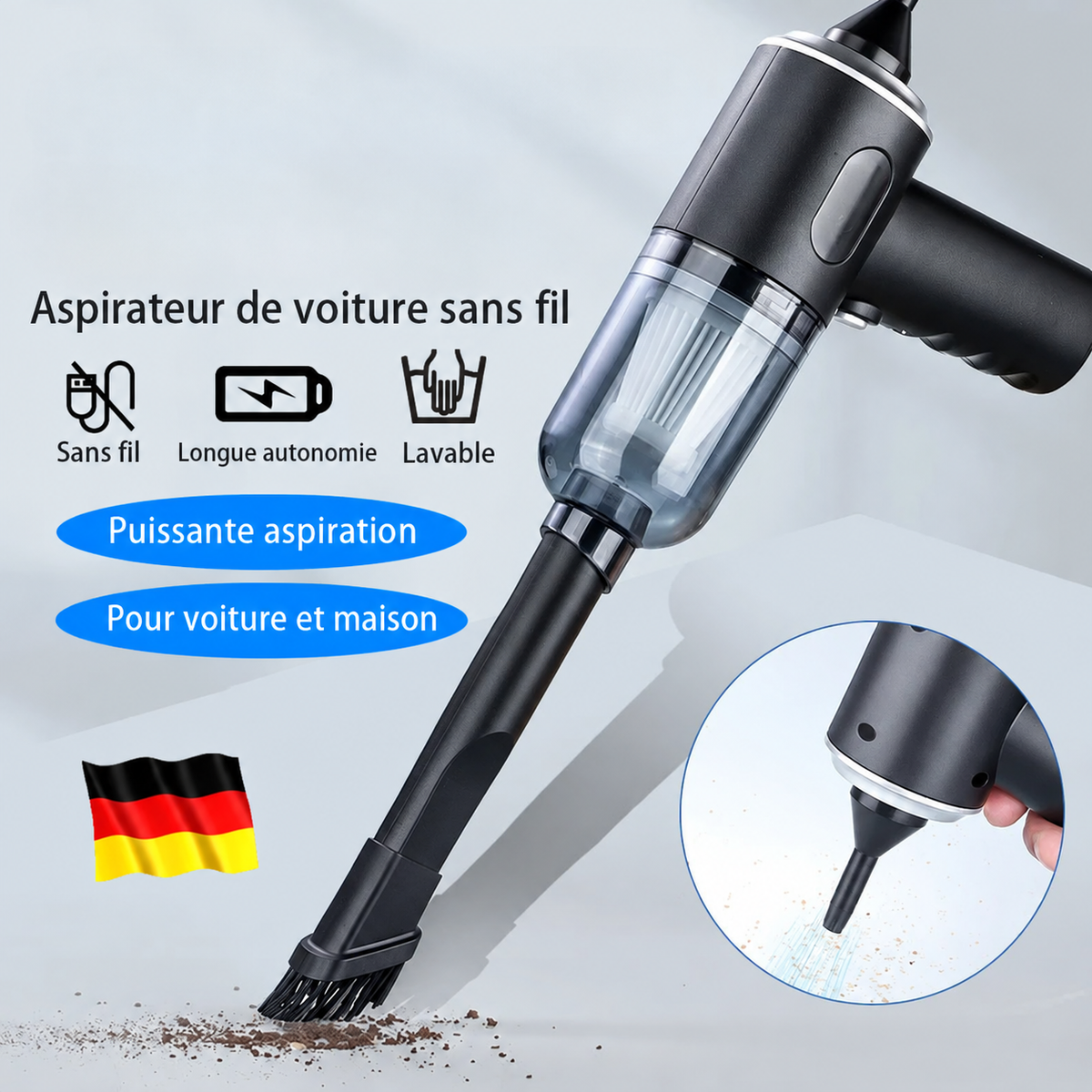 Mini Aspirateur Souffleur Sans Fil 2-en-1 – 9000 Pa, USB Rechargeable