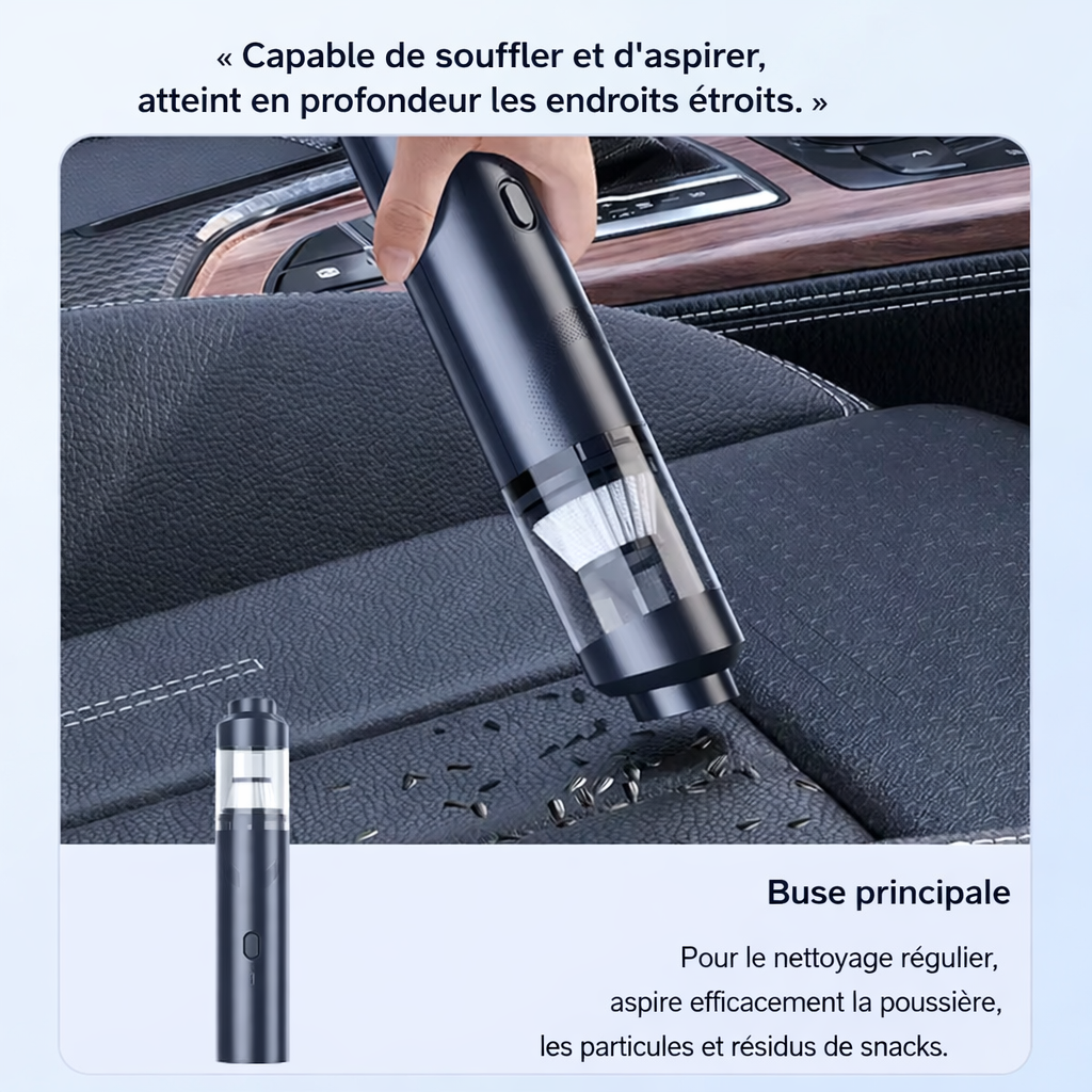 Mini Aspirateur souffleur portable sans fil – Voiture & Maison, Rechargeable USB-C