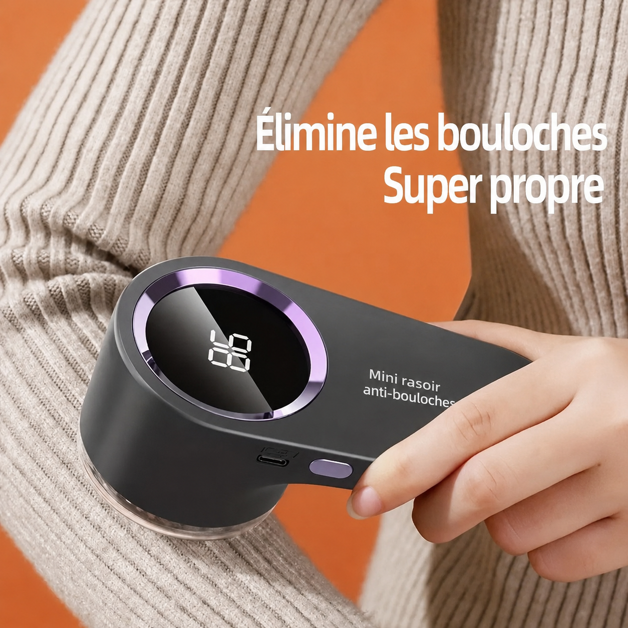 Rasoir anti-bouloches rechargeable avec écran LED pour vêtements, plaids et tissus