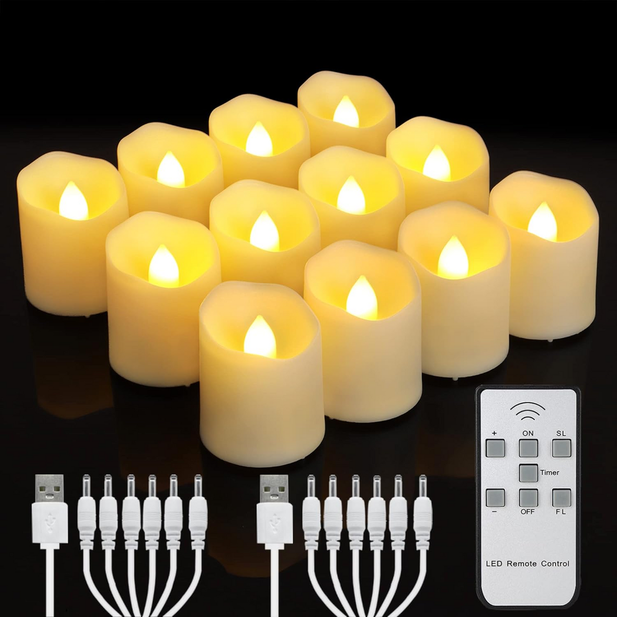 Bougies LED Rechargeables Sans Flamme avec Télécommande