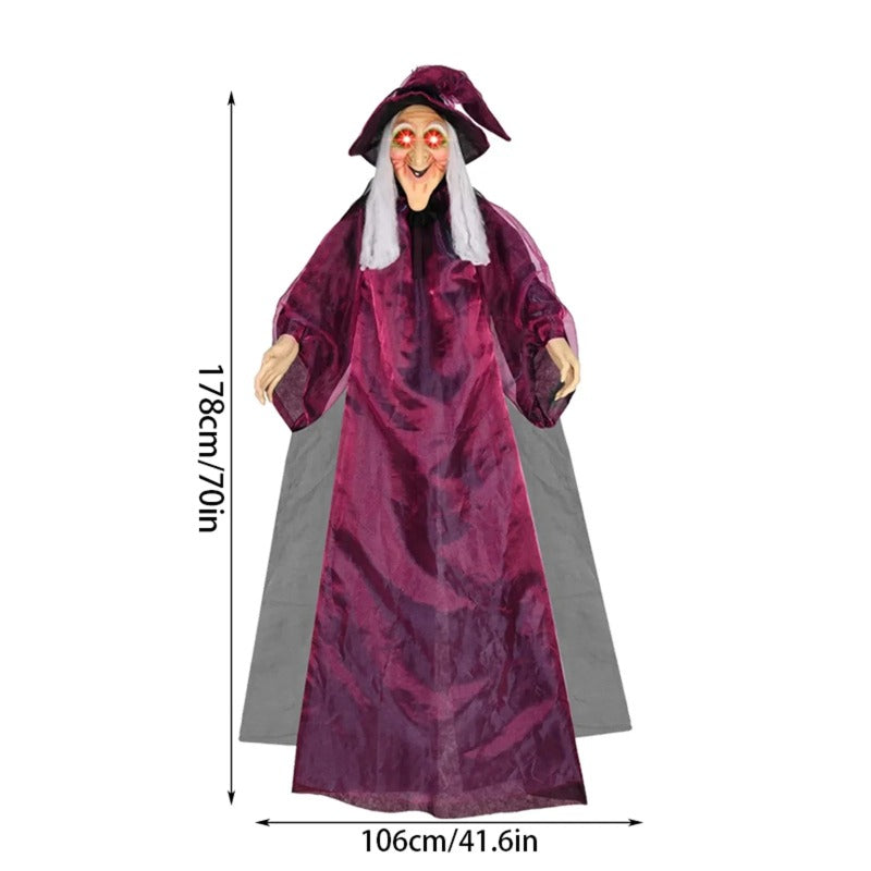 Sorcière Suspendue Animée Halloween – LED, Son & Capteur