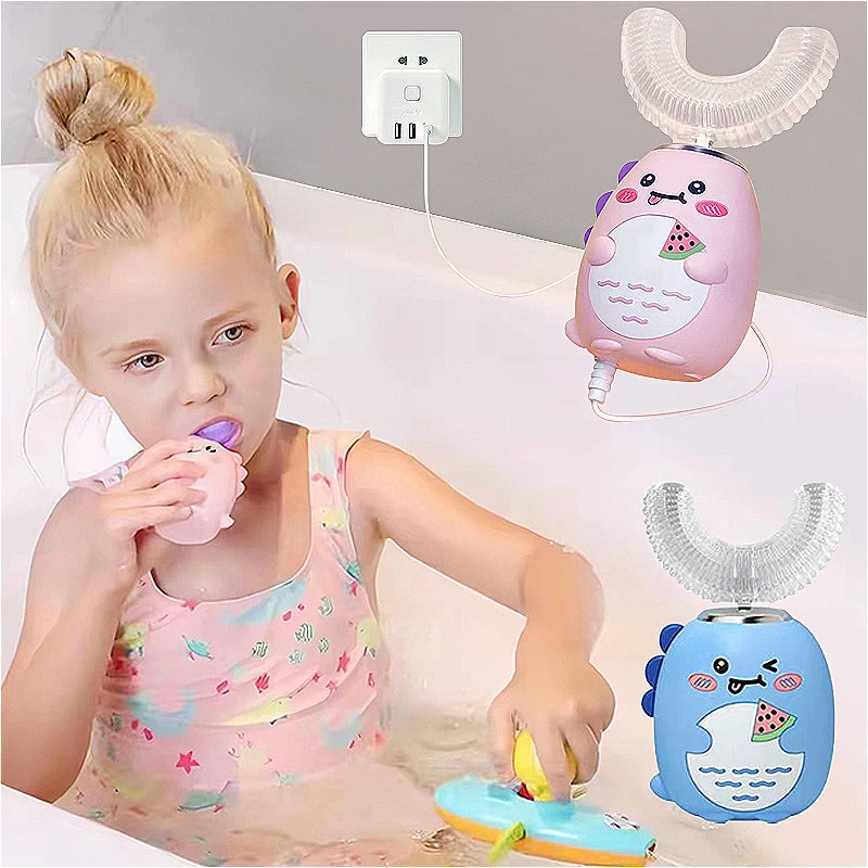 Brosse à dents électrique sonique 360° en U pour enfants