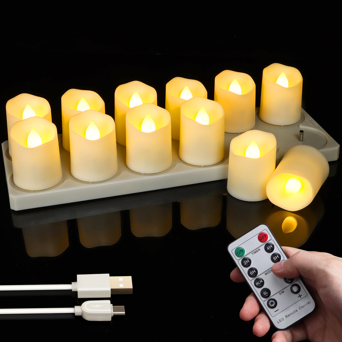 Bougies LED Rechargeables Sans Flamme avec Télécommande
