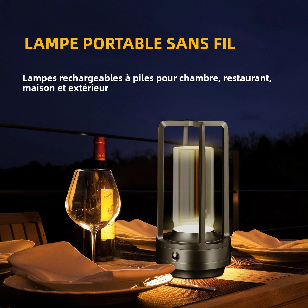 Lampe de Table Rechargeable Sans Fil – LED Tactile & Intensité Réglable