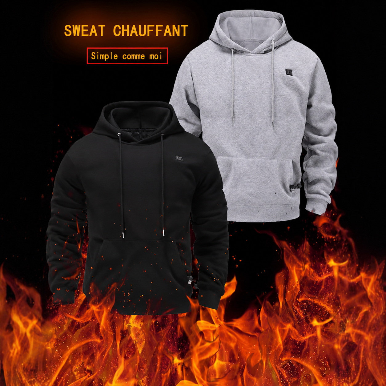 Sweat à capuche chauffant USB pour l'hiver et rester au chaud en plein air