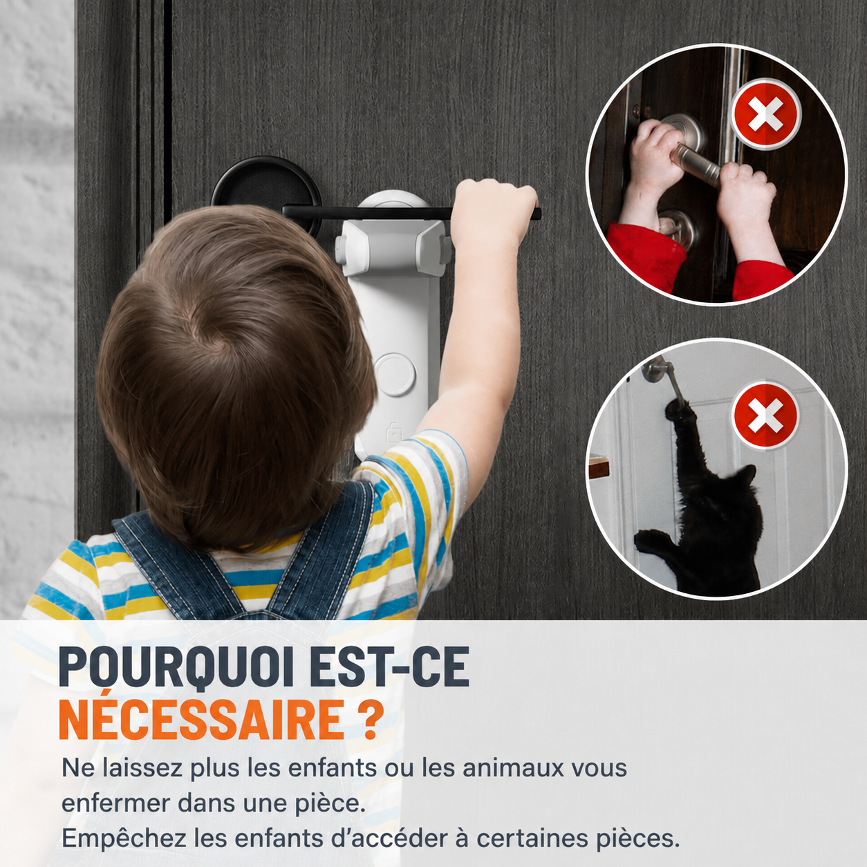 Verrou de poignée de porte pour la sécurité des bébés